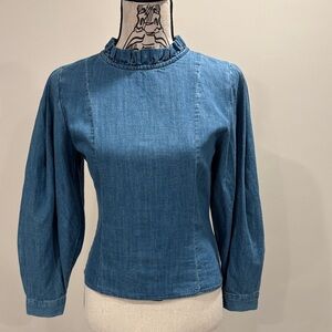 Zara Blue Denim Blouse NWOT